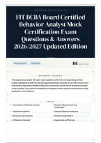 FIT BCBA Board Certified Behavior Analyst Mock Certification Exam Questions & Answers 2026&sol;2027 Updated Edition