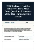 FIT BCBA Board Certified Behavior Analyst Mock Exam Questions & Answers 2026&sol;2027 Comprehensive Edition