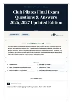 Club Pilates Final Exam Questions & Answers 2026&sol;2027 Updated Edition