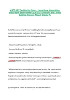 ASCP MLT Certification Exam - Hematology&comma; Coagulation&comma; &NewLine;Blood Bank Exam Newest 2026&sol;2027 Questions and Correct &NewLine;Detailed Answers Already Graded A&plus; 