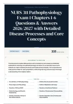 NURS 311 Pathophysiology Exam 1 Chapters 1-6 Questions & Answers 2026&sol;2027 with Detailed Disease Processes and Core Concepts