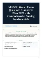 NURS 311 Week 1 Exam Questions & Answers 2026&sol;2027 with Comprehensive Nursing Fundamentals