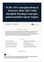NURS 311 Exam Questions & Answers 2026&sol;2027 with Detailed Nursing Concepts and Essential Course Topics