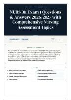 NURS 311 Exam 1 Questions & Answers 2026&sol;2027 with Comprehensive Nursing Assessment Topics