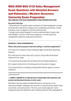 WGU D099 BUS 3130 Sales Management Exam Questions with Detailed Answers and Rationales &vert; Western Governors University Exam Preparation