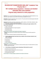 RN HESI EXIT EXAM REVIEW 2026&ndash;2027  Academic Year &NewLine;&bull; Practice Set  2 &NewLine;100  multiple-choice questions &bull; Answers and detailed rationales after every question &NewLine;Original study material for exam preparation &NewLine;