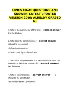 Civics Exam Questions and Answers 2026 &ndash; Latest Updated A&plus; Graded Study Guide&NewLine;&NewLine;