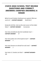 Civics High School Test Review Questions and Verified Answers &ndash; A Grade Study Guide&NewLine;&NewLine;