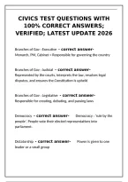 Civics Test Questions with 100&percnt; Correct Verified Answers &ndash; Latest 2026 Update&NewLine;&NewLine;