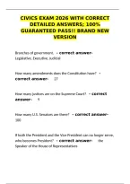 Civics Exam 2026 with Correct Detailed Answers &ndash; 100&percnt; Guaranteed Pass Brand New Version&NewLine;&NewLine;