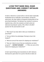 LCSW Test Bank Real Exam Questions and Correct Detailed Answers &ndash; Complete Study Guide&NewLine;&NewLine;