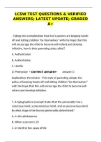 LCSW Test Questions & Verified Answers &ndash; Latest Update Graded A&plus; Study Guide&NewLine;&NewLine;
