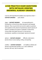 LCSW Practice Exam Questions with Detailed Verified Answers &ndash; Already Graded A Study Guide&NewLine;&NewLine;