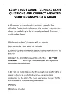 LCSW Clinical Exam Study Guide &ndash; Questions and Verified Answers A Grade&NewLine;&NewLine;
