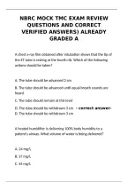 NBRC Mock TMC Exam Review Questions and Verified Answers &ndash; Already Graded A Study Guide&NewLine;&NewLine;