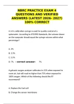 NBRC Practice Exam 4 Questions and Verified Answers &ndash; Latest 2026-2027 100&percnt; Correct Study Guide&NewLine;&NewLine;