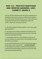 NUR 113 Practice Questions and Verified Answers &ndash; 100&percnt; Correct Grade A Study Guide&NewLine;&NewLine;
