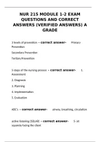 NUR 215 Module 1-2 Exam Questions and Correct Verified Answers &ndash; A Grade Study Guide&NewLine;&NewLine;
