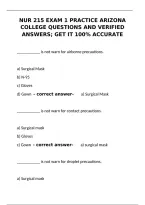 NUR 215 Exam 1 Practice Arizona College Questions and Verified Answers &ndash; 100&percnt; Accurate Study Guide&NewLine;&NewLine;