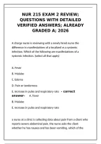 NUR 215 Exam 2 Review Questions with Detailed Verified Answers &ndash; Already Graded A 2026&NewLine;&NewLine;