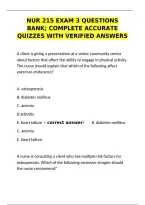 NUR 215 Exam 3 Questions Bank with Verified Answers &ndash; Complete Accurate Quizzes&NewLine;&NewLine;