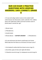 NUR 220 Exam 2 Practice Questions with Verified Answers &ndash; 100&percnt; Correct Grade A Study Guide&NewLine;&NewLine;