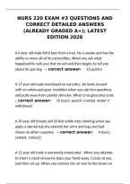 NURS 220 Exam &num;3 Questions with Correct Detailed Answers &ndash; Already Graded A&plus; Latest Edition 2026&NewLine;&NewLine;