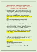 Virginia State Inspection Exam &sol; Actual Virginia State &NewLine;Inspection Exam Test Bank 2026&sol;2027 Practice Questions And &NewLine;Study Guide Complete Accurate Exam 