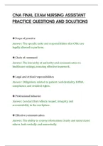 Cna Final Exam Nursing Assistant&NewLine;Practice Questions And Solutions&NewLine;