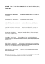Chem 1133 Test 1 Chapters 10&ndash;11 Review Guide &vert; 2026&ndash;2027