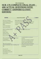NUR 176 Complete Final Exam&colon; 400 Questions and Answers