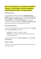 OCR AS Level Physics A &lpar;H156&sol;01&rpar; Breadth in Physics&colon; 1&comma;200 Original Practice Questions with Detailed Answers and Explanations&NewLine;Document Overview&NewLine;This comprehensive question bank contains 1&comma;200 original practice questions designed to prepare students for 