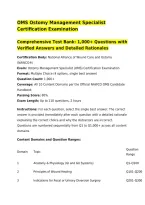OMS Ostomy Management Specialist Certification Examination&NewLine;Comprehensive Test Bank&colon; 1&comma;000&plus; Questions with Verified Answers and Detailed Rationales&NewLine;Certification Body&colon; National Alliance of Wound Care and Ostomy &lpar;NAWCO&reg;&rpar;&NewLine;Exam&colon; Ostomy Management Specialis