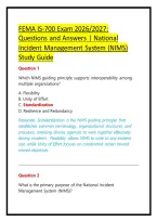 FEMA IS-700 Exam 2026&sol;2027&colon; Questions and Answers &vert; National Incident Management System &lpar;NIMS&rpar; Study Guide