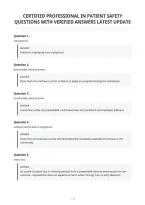 Certified Professional In Patient Safety&NewLine;Questions With Verified Answers Latest Update&NewLine;