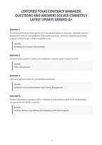 Certified Texas Contract Manager&NewLine;Questions And Answers Solved Correctly&NewLine;Latest Update Graded A&plus;&NewLine;