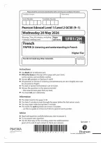 Edexcel GCSE French 2026 Paper 2H Questions &lpar;1FR1&rpar;