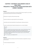 Chapter 1&colon; Maternity And Women's Health&NewLine;Care Today&NewLine;Frequently Tested Actual Exam Questions With&NewLine;Correct Answers