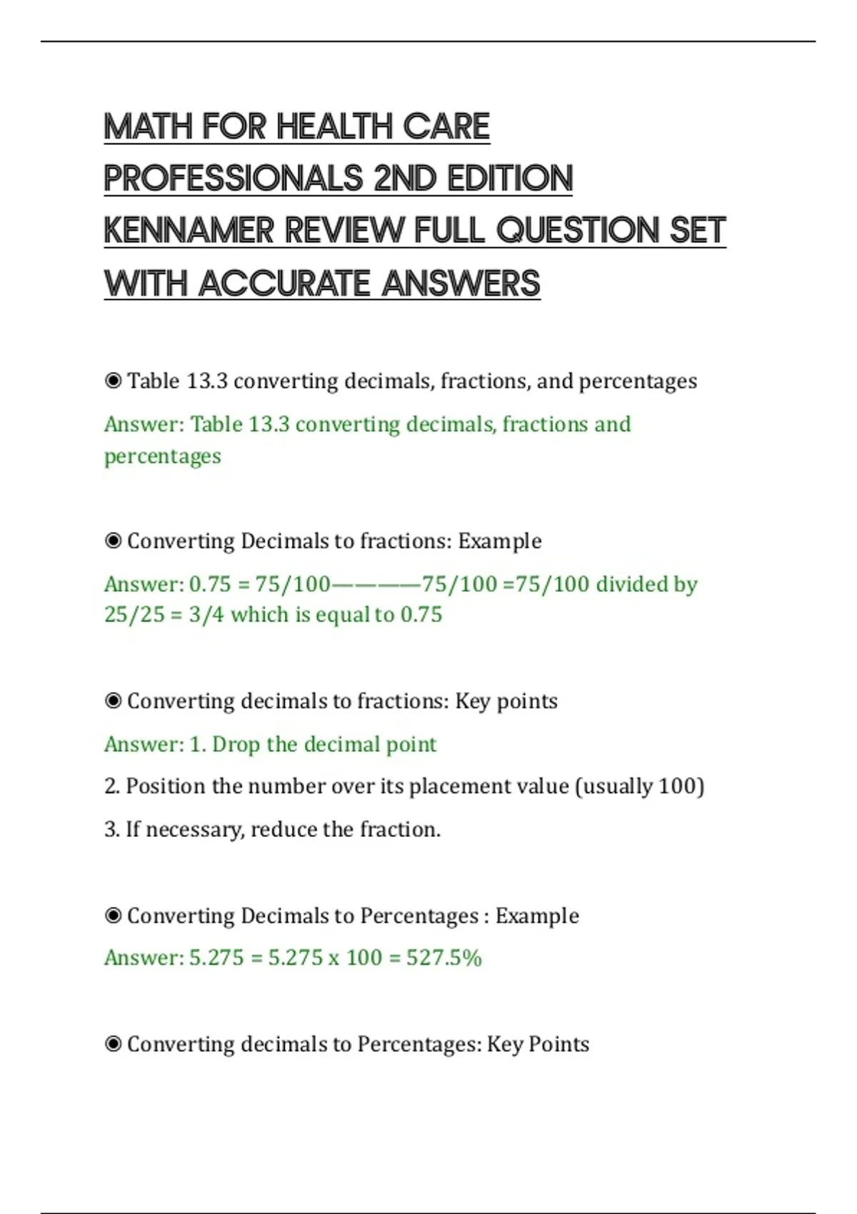 Math For Health Care Professionals 2Nd Edition Kennamer Review Full ...