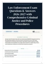 Law Enforcement Exam Questions & Answers 2026&sol;2027 with Comprehensive Criminal Justice and Police Procedures