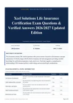 Xcel Solutions Life Insurance Certification Exam Questions & Verified Answers 2026&sol;2027 Updated Edition