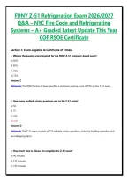 FDNY Z-51 Refrigeration Exam 2026&sol;2027 Q&A &ndash; NYC Fire Code and Refrigerating Systems &ndash; A&plus; Graded Latest Update This Year COF RSOE Certificate