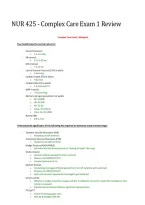 NUR 425 Complex Care Exam 1 Review 2026&sol;2027 &vert; Study Guide&comma; Practice Questions & Answers
