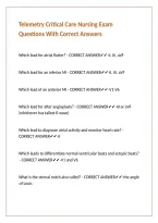 Telemetry Critical Care Nursing Exam Questions With Correct Answers