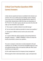Critical Care Practice Questions With Correct Answers