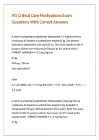 ATI Critical Care Medications Exam Questions With Correct Answers