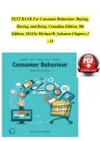 Test Bank for Consumer Behaviour&colon; Buying&comma; Having&comma; and Being&comma; Canadian Edition&comma; 9th Edition &vert; Michael R&period; Solomon &vert; Chapters 1&ndash;15 Complete