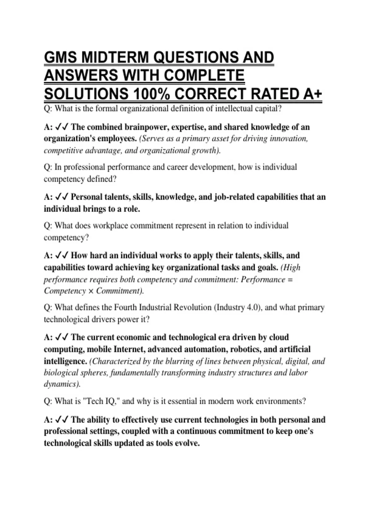 Gms Midterm Questions And Answers With Complete Solutions 100% Correct ...