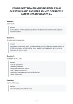 Community Health Nursing Final Exam&NewLine;Questions And Answers Solved Correctly&NewLine;Latest Update Graded A&plus;