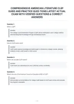 Comprehensive American Literature Clep&NewLine;Guide And Practice Ques Tions Latest Actual&NewLine;Exam With Verified Questions & Correct&NewLine;Answers&NewLine;